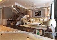 Thiết kế cầu thang gỗ biệt thự tân cổ điển VinHome - Hoa Lan HL0516